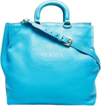 Prada Pre-owned Handbags, female, Blue, Size: ONE SIZE Pre-owned Vintage Leather Handbag