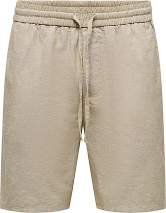 Only & Sons Shorts ONLY & SONS ONSLINUS 0007 COT LIN SHORTS NOOS, Herren, Gr. XXL, N-Gr, coriander detail:two tone (wei&szlig;), Web, Obermaterial: 75% Baumwolle, 25% L