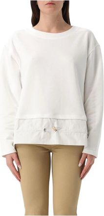 Fay Hoodies & sweatvesten, Dames, Wit, S, Katoen, Gelaagde Pullover Sweatshirt