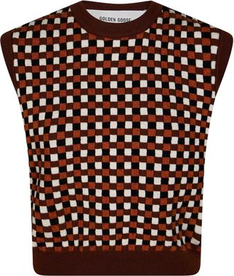 Golden Goose Gilet Roby Wool - Dames - Ronde hals truien - Veelkleurig - L - Wol - Truien & Vesten