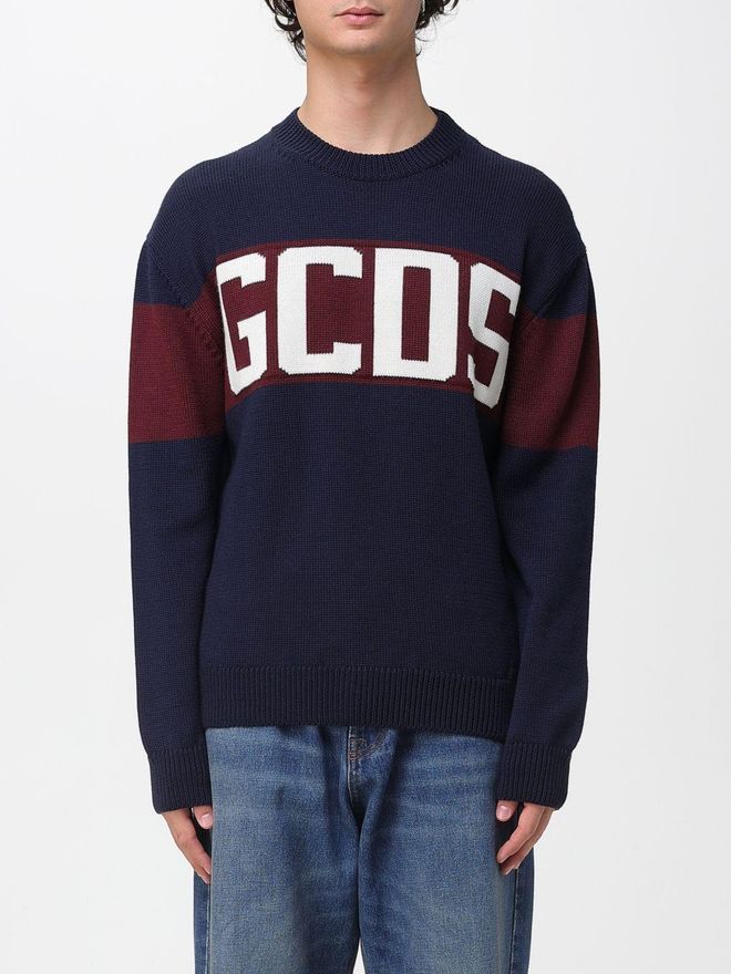 Maglia a girocollo con maxi logo in misto lana