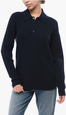 Guest In Residence Cashmere THEO WAFFLE Sweater with Polo Neck size Xs