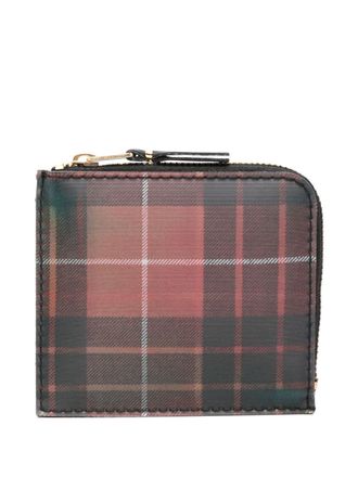 Comme Des Garçons holographic tartan-pattern wallet - Red