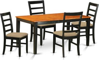 East West Furniture NIPF5-BCH-C 5 Pc Dining room set-Table with Leaf and 4 Dining Chairs