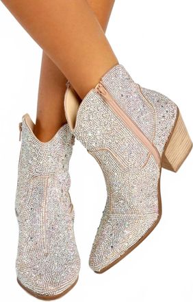 Matisse Footwear Womens Harlow Bootie In Clear Rhinestone