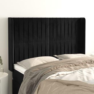 vidaXL Cabecero Con Orejas De Terciopelo Negro 147x16x118/128 Cm Vidaxl