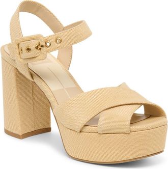 Dolce Vita Ciara Platform Ankle Strap Sandal in Light Natural Raffia at Nordstrom Rack, Size 6.5