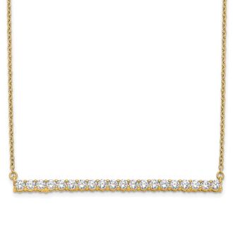 Diamond2Deal 14K Gold 1 Ct Lab Grown Diamond Bar Pendant Necklace Clarity VS, Color G-H