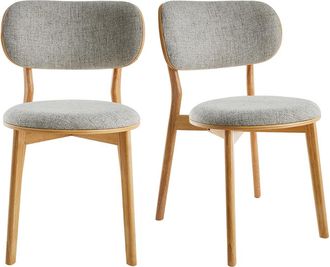 Miliboo Miliboo - Set De 2 Sillas N&oacute;rdicas De Madera Clara Y Tejido Gris Fauvette