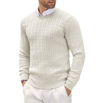 Generic Mens Jumpers Tops Winter Warm Knitted Crew Neck Knitted Weaved Sweater Long Sleeve Soft Cozy Mock Neck Knitwear Pullover Sweaters for Men Fisherman Ca