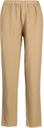 Boglioli Elastische Linnen Broek - Heren - Straight fit broeken - Bruin - 2XL - Linnen - Broeken