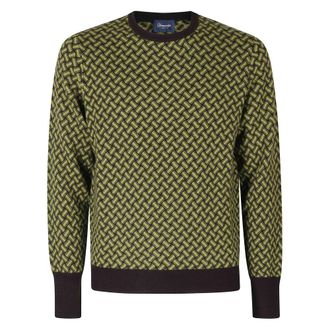 Drumohr Jersey Biscottino con cuello redondo - Knitwear - Hombre - Verde - XL
