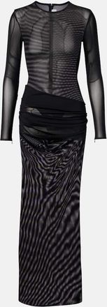 Alex Perry Abito lungo in mesh con ruches
