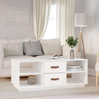 Berkfield Home Coffee Table White 100x50x41 cm Solid Wood Pine | Size: 100 x 50 x 41 cm
