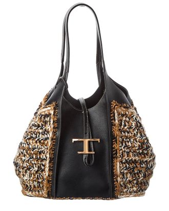Tod's Timeless Leather & Wool Shoulder Bag