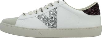 Victoria Berlin Glitter Cordon Logo - Dames - Sneakers - Wit - 37 EU - Leer - Schoenen