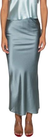Mother of All Alex Silk Midi Skirt In Light Blue