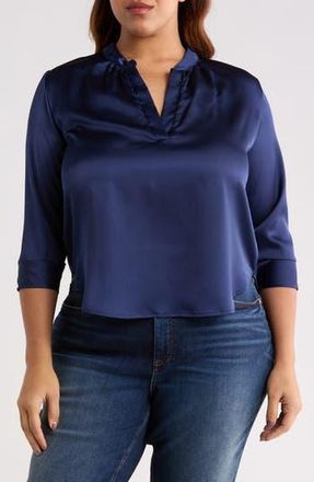 Renee C V-Neck Satin Top in Navy at Nordstrom Rack, Size X-Large