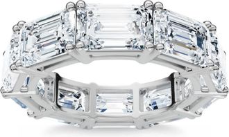 Pompeii3 10Ct Emerald Cut Diamond Eternity Ring East West Set 14k White Gold Lab Grown