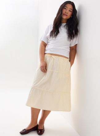 Twik Womens Tiered poplin midi skirt