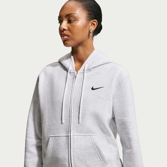 Nike Womens Studio Fleece Weight Full-Zip Hoodie in Brown | IR8304-051