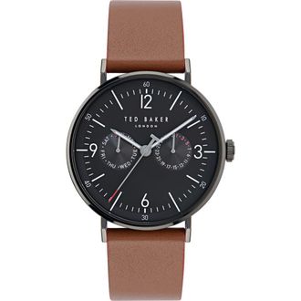 Ted Baker Phylipa Gents Leather Strap Watch, 41mm in Brown at Nordstrom