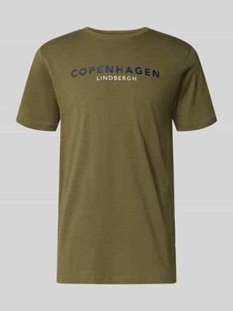 Lindbergh Lindbergh T-Shirt mit Label-Print Modell Copenhagen in Oliv, Gr&ouml;&szlig;e XXL