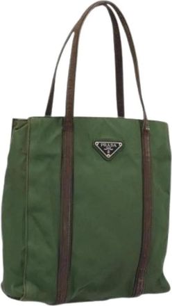 Prada Pre-owned Tote Bags, female, Green, Size: ONE SIZE Pre-owned Vintage Nylon Hand Bag