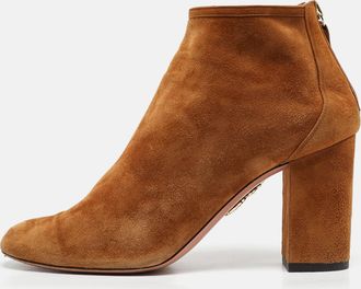 Aquazzura Brown Suede Brooklyn Ankle Length Boots