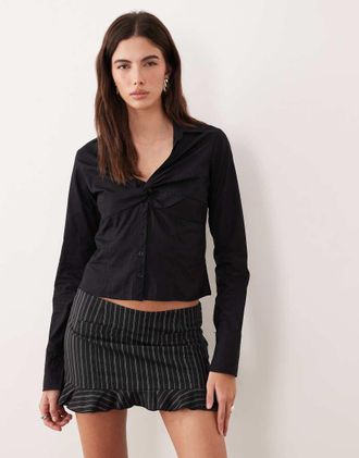 Motel Karis - Camicia nera con bottoni-Nero