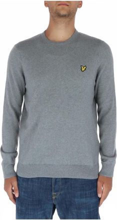 Lyle & Scott Truien & Vesten, Heren, Grijs, S, Katoen, Print Gebreide Kleding Grijs Lange Mouwen