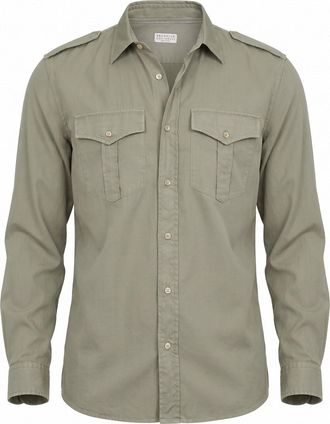 Brunello Cucinelli Cotton Chevron Shirt