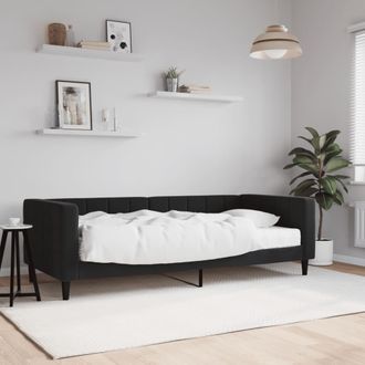 vidaXL Sof&aacute; Cama Con Colch&oacute;n Terciopelo Negro 90x190 Cm Vidaxl