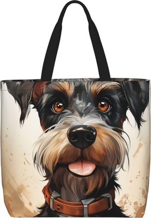 Generic Schnauzer Tote Bag Durable Women Handbag Lightweight Grocery Bags For Travel Picnic Yoga