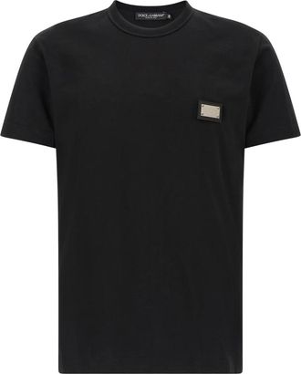Dolce & Gabbana Logo Plate T-Shirt - Heren - T-shirts - Zwart - 2XL - Katoen - Tops