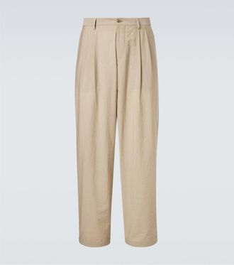 Giorgio Armani Pleated cotton-blend straight pants