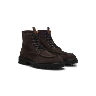 BOSS Lace-up boots in suede with side zipper