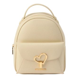 Love Moschino Backpacks, female, Beige, Size: ONE SIZE Ecopelle Backpack with Metallic Clutch and Logo