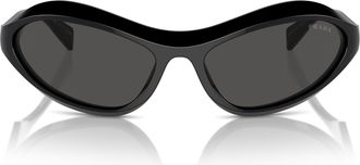 Prada 0pr A20s Oval-Shape Black Acetate Sunglasses