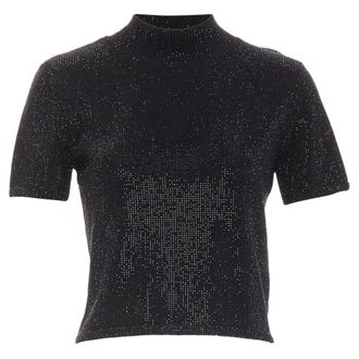 Alexander Wang Hotfix crystal double cashmere cropped sweater