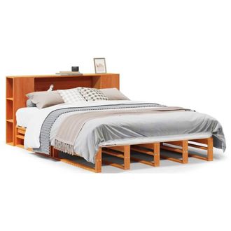 Berkfield Home Bookcase Bed without Mattress Wax Brown 140x200 cm Solid Wood in Tan