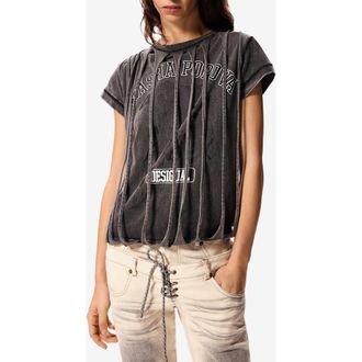 Desigual Slit Overlay T-Shirt in Black at Nordstrom, Size X-Small
