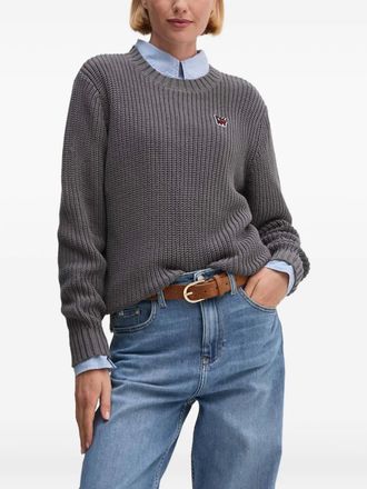 DKNY logo-patch sweater - women - Cotton - S - Grey