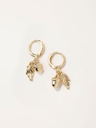 Fat Face FatFace Acorn Leaf Earrings in Gold Tone