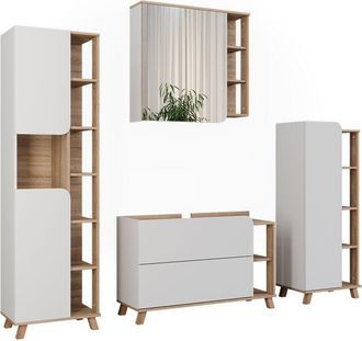 Vicco Conjunto De Muebles De Ba&ntilde;o Karen, Sonoma/blanco, 4 Partes
