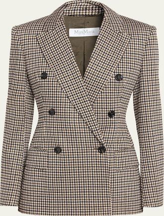 Max Mara Wool Houndstooth Double-Breasted Jacket