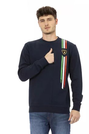 Automobili Lamborghini Blue Cotton Men Mens Sweater