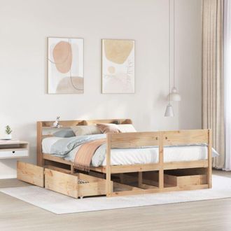 vidaXL Estructura De Cama Sin Colch&oacute;n Madera Maciza De Pino 135x190 Cm Vidaxl