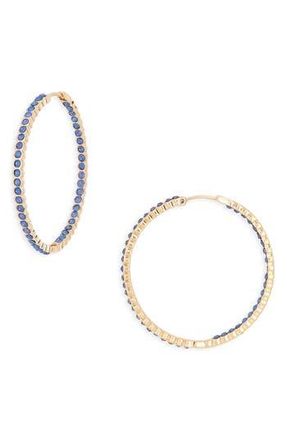 Nordstrom Rack Crystal Inside Out Hoop Earrings in Sapphire- Gold at Nordstrom Rack
