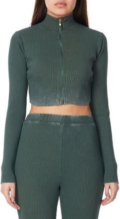 Eleven Paris Cotton Blend Rib Crop Jacket in Trekking Green at Nordstrom Rack, Size Medium